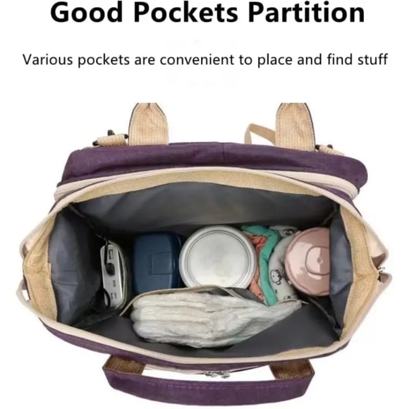 NEW -🤰🏻3 In 1 - Plum Convertible Diaper Bag Backpack - Picture 4 of 4